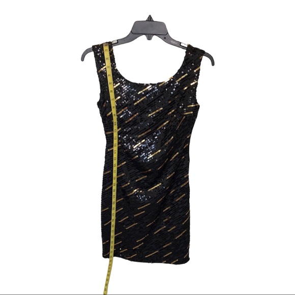 GS Jodi Kristopher Black & Gold Sequin Short Prom Dress Sexy Black Dress’s Small - Picture 6 of 9